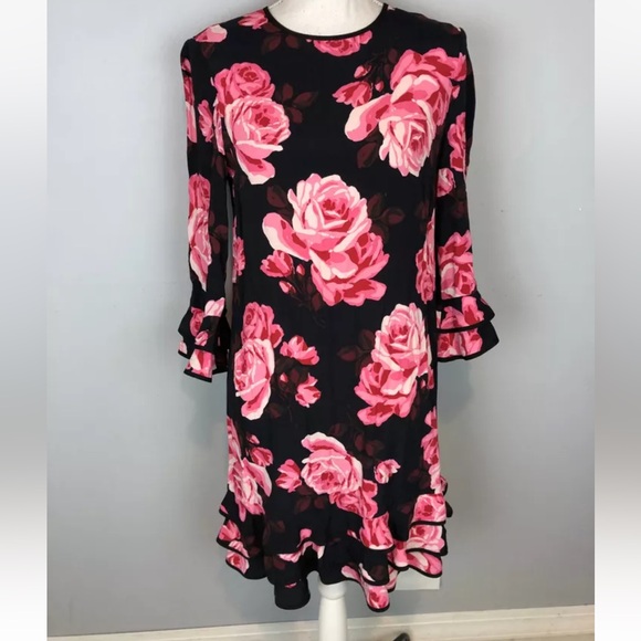 Kate Spade Women's Size S Rambling Roses Rosa Ruffle Hem Shift Dress - Picture 2 of 7